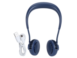 Ventilador de cuello USB recargable para deportes y viajes - Azul
