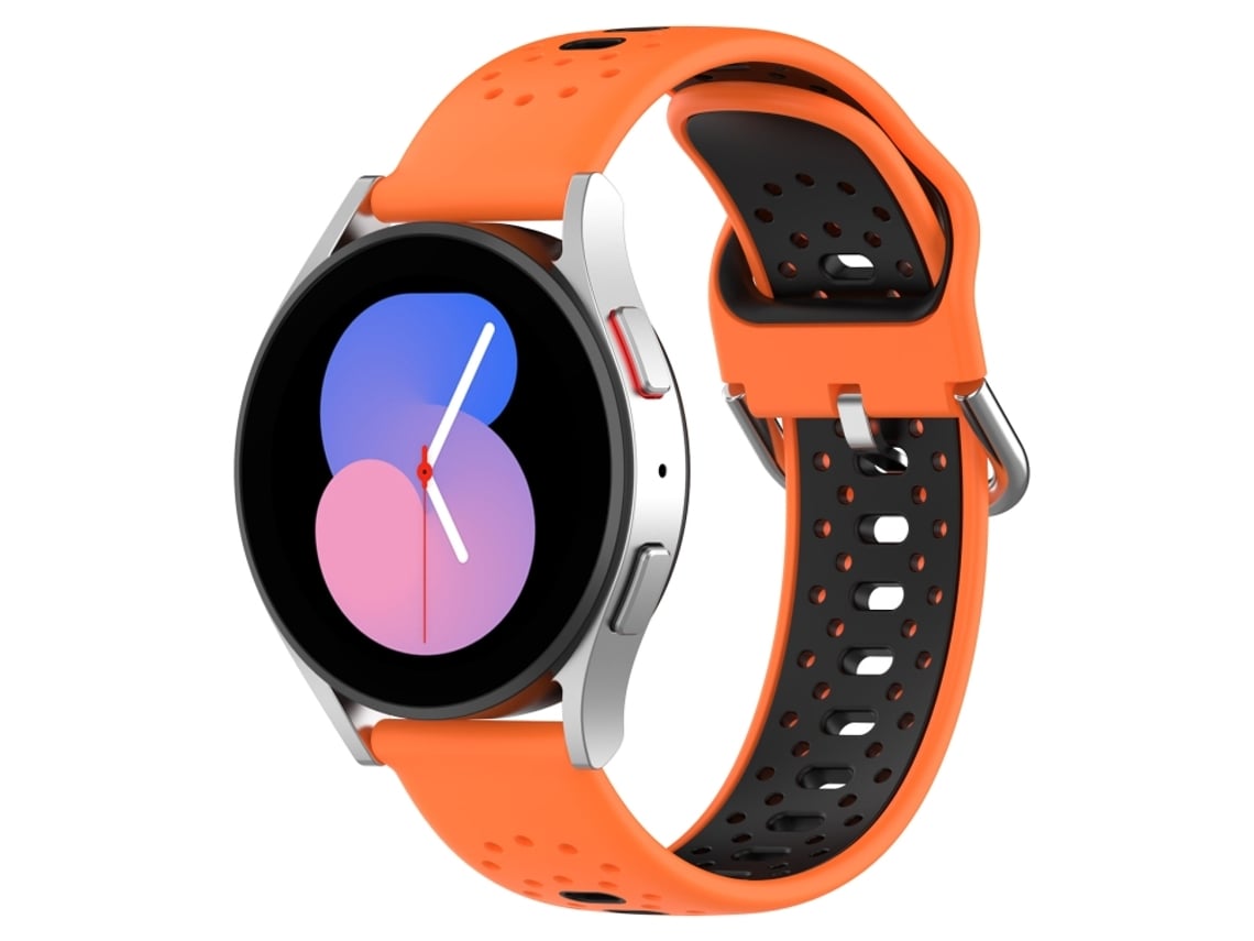 Bracelete Para Samsung Galaxy Watch 5 (40mm) - Silicone Respirável Duas Cores (20mm) - Laranja + Preto