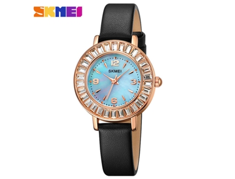 Reloj de pulsera para mujer de moda, relojes de cuarzo de cuero para mujer, relojes analógicos impermeables-azul LUUCOZK