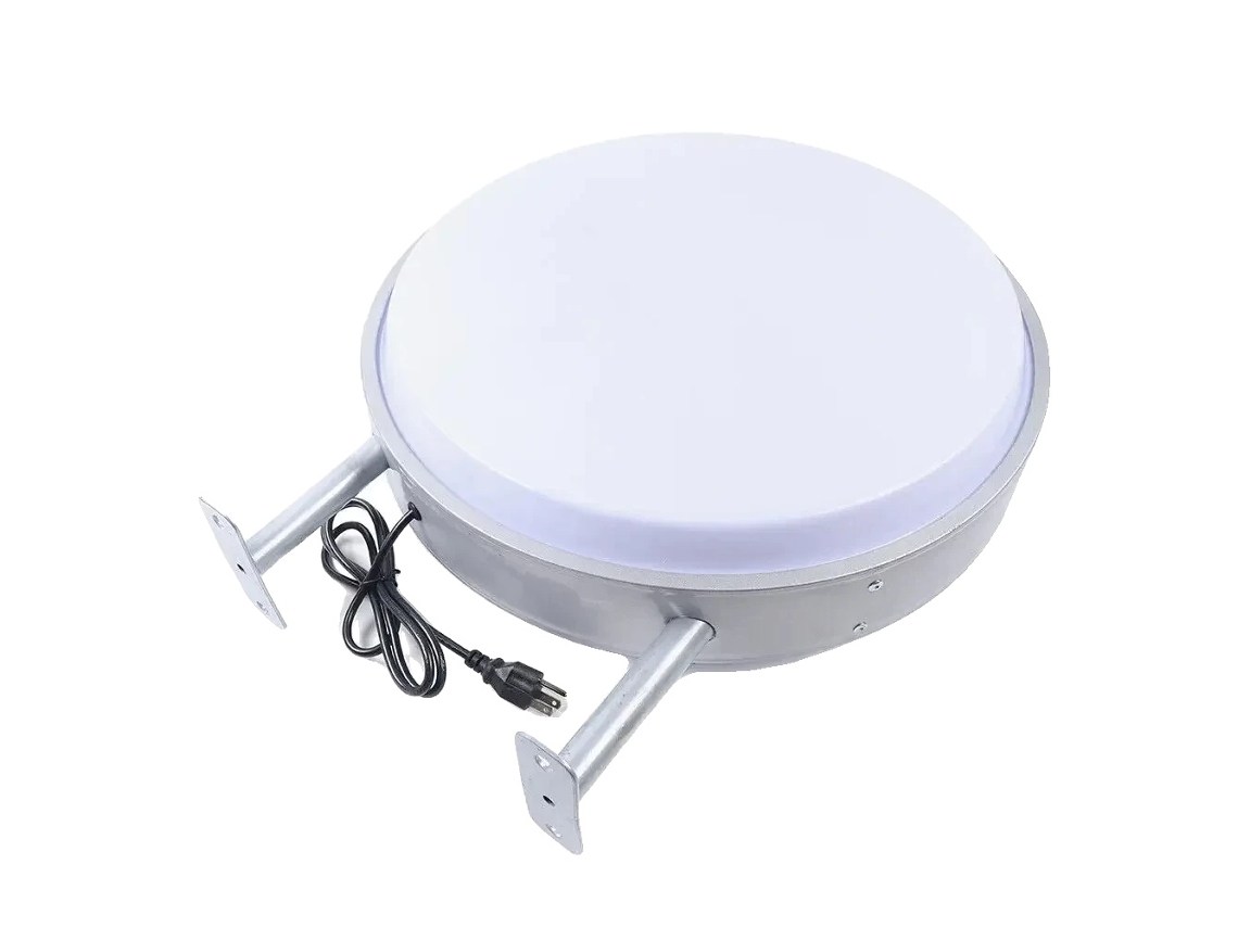 Caja de luz LED de doble cara, 50 cm de diámetro, resistente al agua, blanca