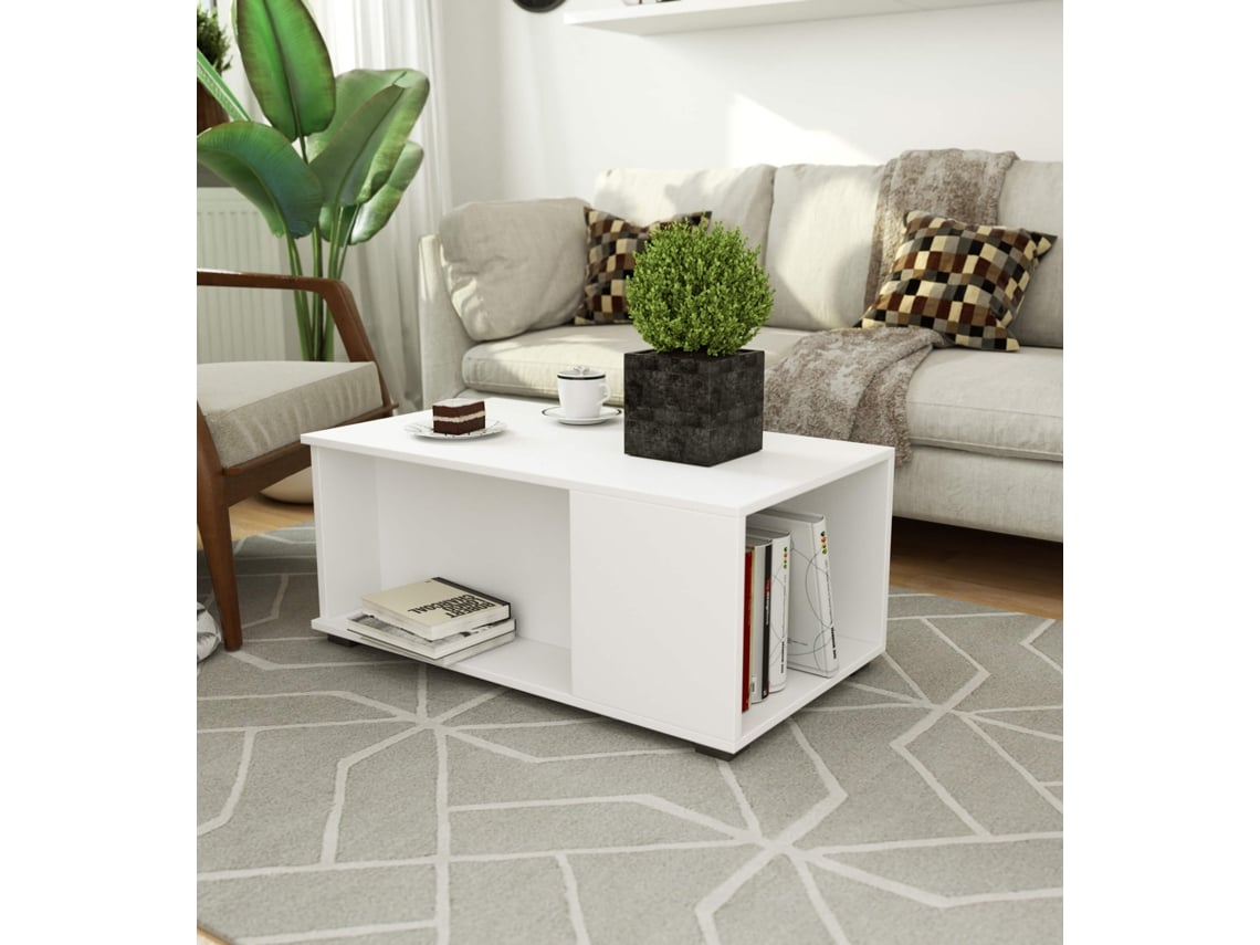 Mesa De Centro Akord Juliet Blanco 90 Cm Frente En Color Blanco 90x51x38 Cm