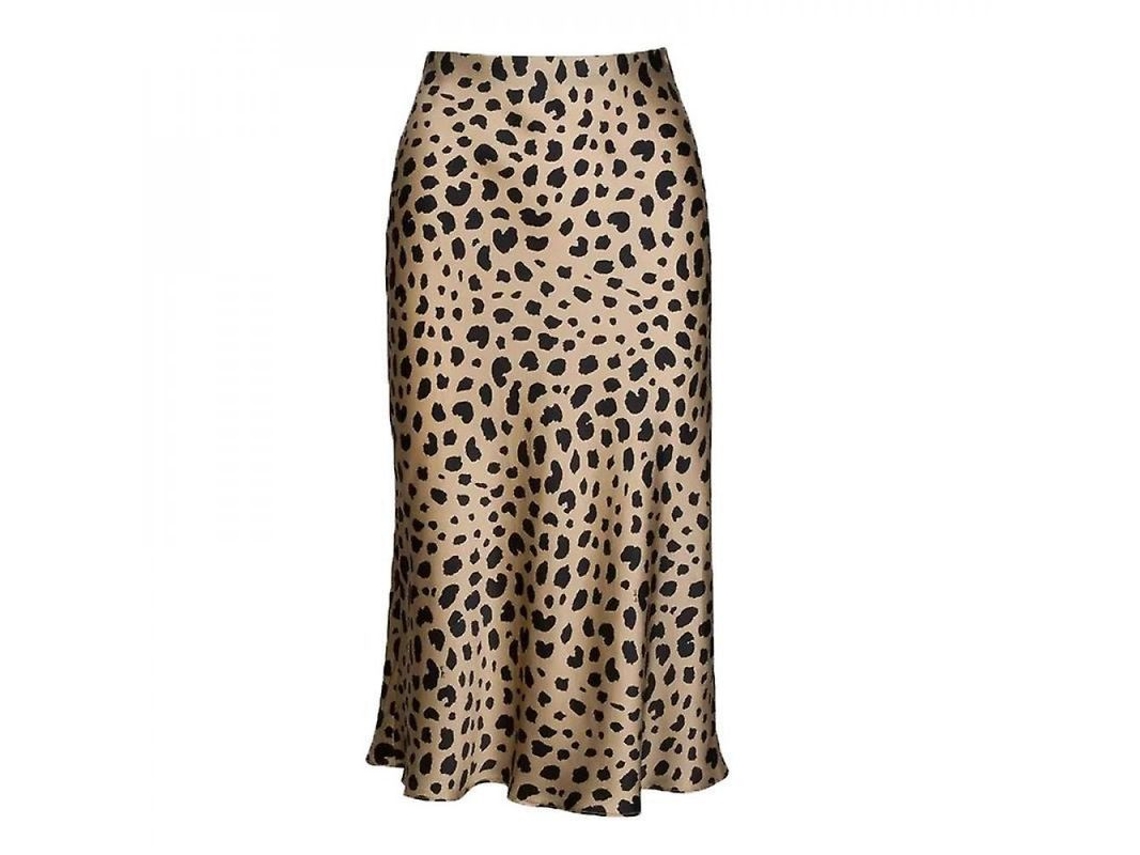 2026-falda Leopardo Para Mujer Alta Cintura Seda Satén Elástica Talla L Moda Casual Fiesta Noche