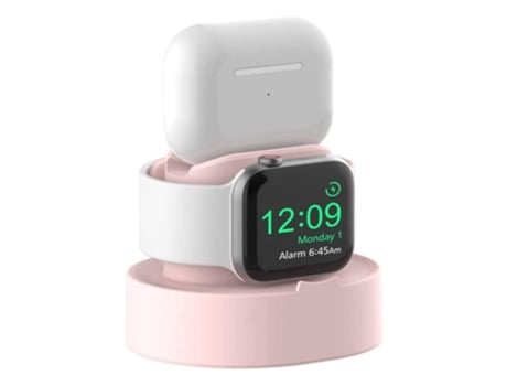 Suporte ELKUAIE Apple Watch Airpods 2 en 1 Base Cargador Soporte Rosa