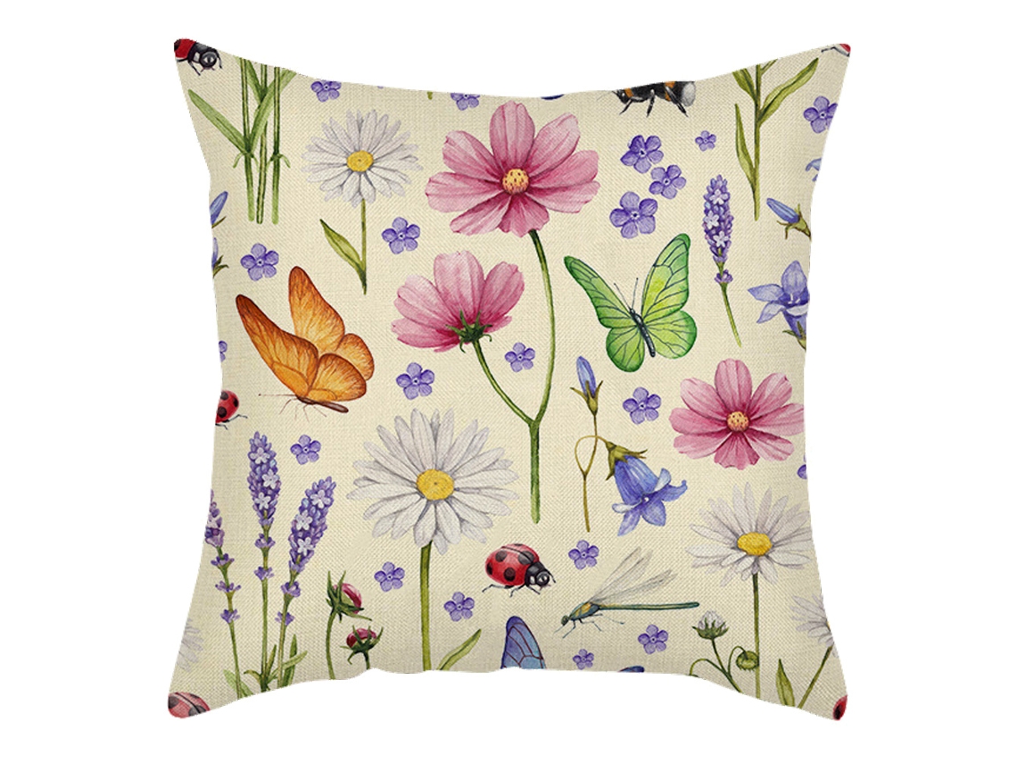 Funda De Almohada De Lino Floral - Aym96-3 - Suave Y Confortable - Diseño De Moda JEIIBRZUI