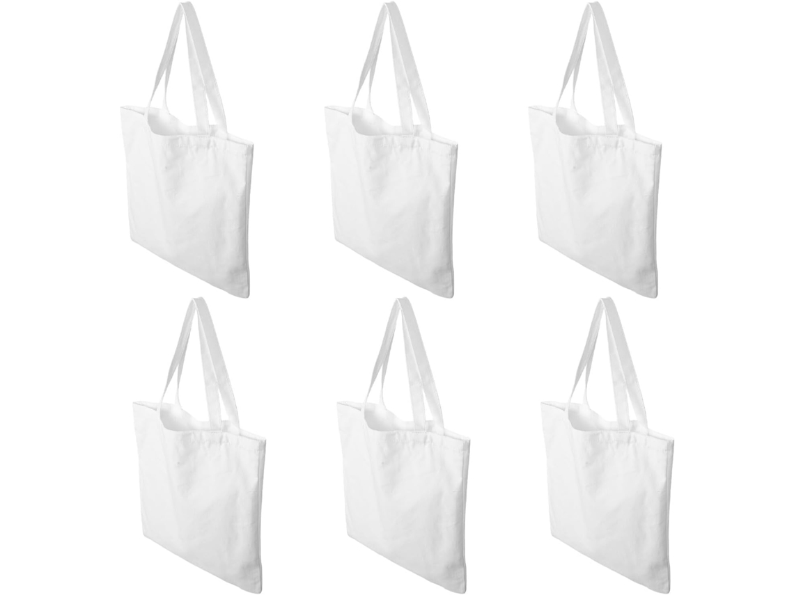 Conjunto De 6 Sacolas Grandes Reutilizáveis (35x30 Cm) Com Alças Para Pintura