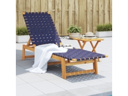 Tumbona de madera maciza de acacia y tela azul oscuro de Lovely Home