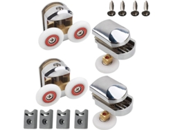 Ruedas De Repuesto Para Puertas De Ducha Linjou, 4 Ruedas (2 Superiores Y 2 Inferiores), Cromadas, De 25 Mm, Para Vidrio De 4-8 Mm.