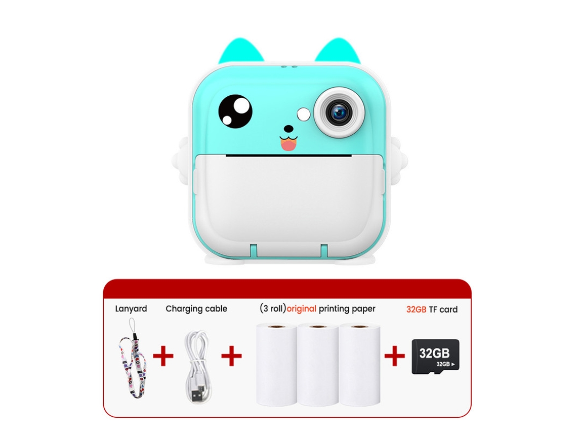 CHRUI Cámara Instantánea para Niños 32Gb 2.4 con Papel de Impresión para Niños Rosa