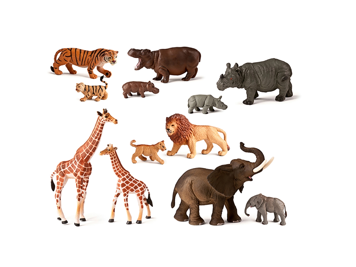Figuras Animales Salvajes Y Bebés 12 Unidades MINILAND