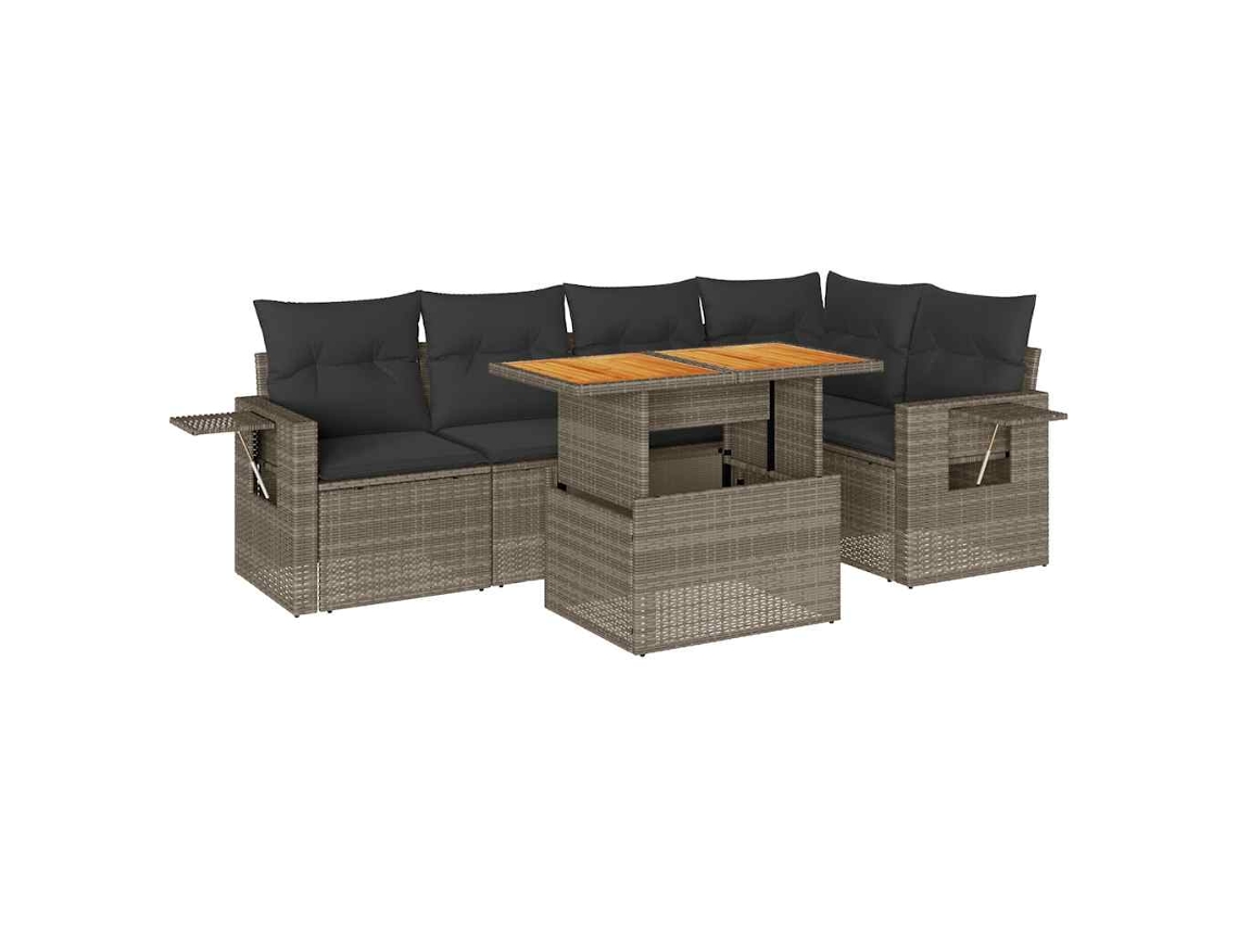 Conjunto de 6 sofás de jardín de mimbre gris con cojines MAISON EXCLUSIVE (80x200 cm)