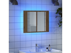 Armario Con Espejo Y Led Madera Roble Artisan 60x12x45 Cm
