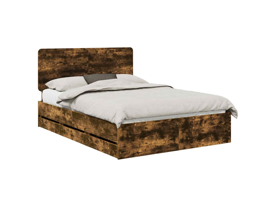 Maison Exclusive - Estructura De Cama Roble Ahumado 140 X 200 Cm Madera Ingenieril