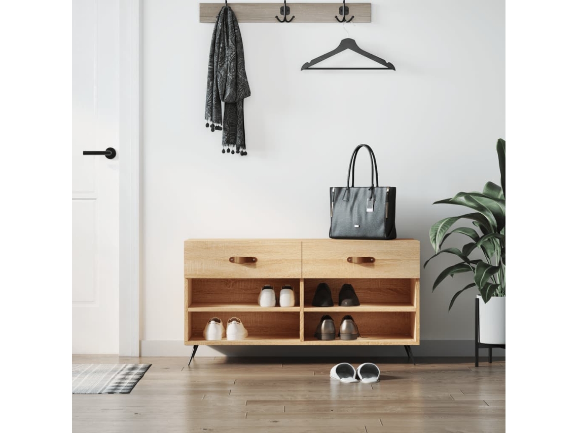 Banco Zapatero Organizador en Derivados de Madera Roble Sonoma 102X35X55 Cm