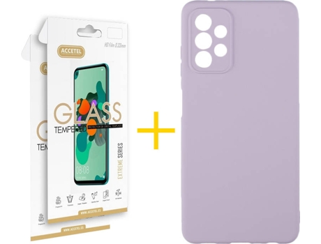 Kit Funda + Protector de Pantalla Samsung A32 5G ACCETEL Cristal Templado 4775 Morado