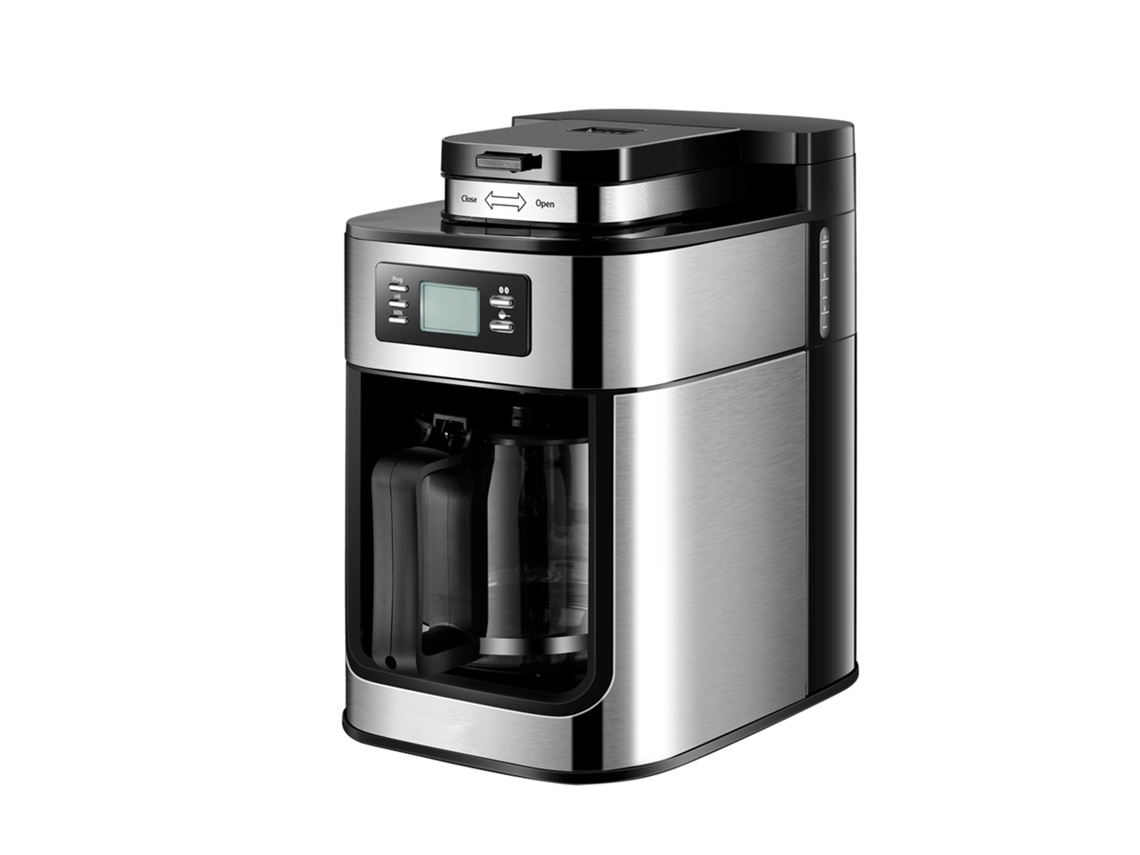 Cafetera programable con temporizador y molinillo, 1 litro, 1050 W.