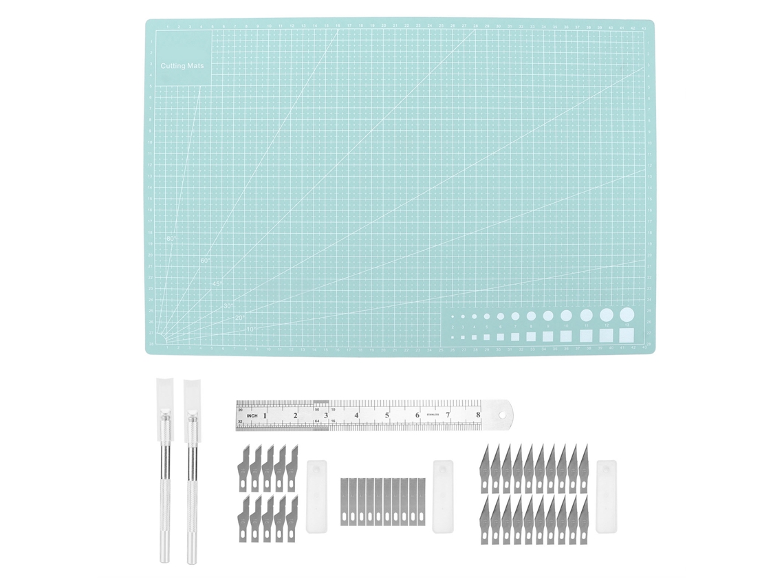Juego De Herramientas De Acero Inoxidable Duradero Con Cuchillas Y Regla Para Manualidades Y Proyectos De Bricolaje.