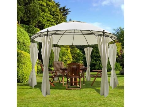 vidaXL Cenador con cortinas redondo 3,5x2,7 m