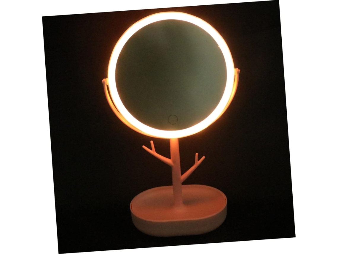 Espejo De Maquillaje Led Portátil De 1 Pieza Con Estuche De Carga Y Diseño Giratorio Para Escritorio.