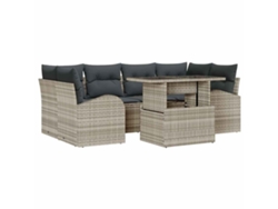 Maison Exclusive - Conjunto de sofá de jardín de 7 piezas en gris claro con cojines