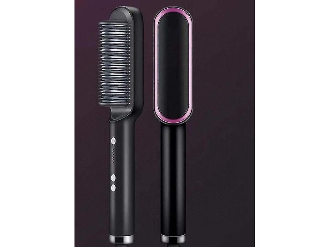 Peine Alisador De Cabello Negro Mate Con Dientes Calefactables 3d Y Apagado Automático.