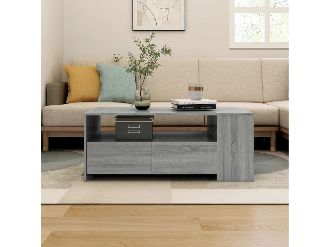 Mesa de Centro Apoyo 102X55X42 cm Madera Procesada Sonoma Gris