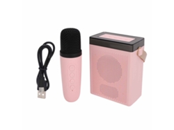 Altavoz Bluetooth portátil con micrófono inalámbrico, mini máquina de karaoke, rosa, recargable.