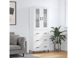 Aparador Alto | Mueble De Comedor | Buffet Alto Madera Contrachapada Blanco 69,5x34x180 Cm Wsd57120
