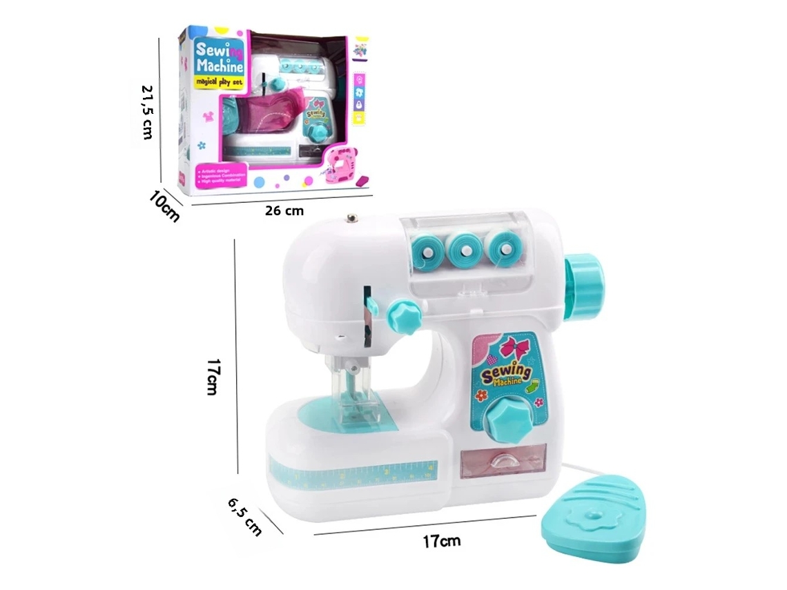 Mini máquina de coser eléctrica de juguete para niños, mini móvil, juguete educativo Mdug (azul)