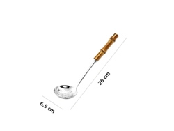 Cuchara para pasta de acero inoxidable 304 con mango de bambú, práctica cuchara para sopa Mdug (Excavadora pequeña plateada)