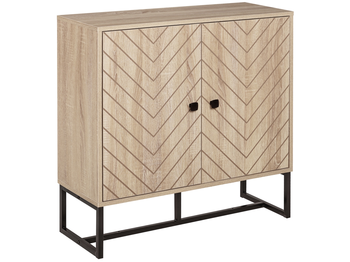 VPMKP - Buffet Homcom 2 puertas madera, patas de metal negro, 80x29,5x80 cm.