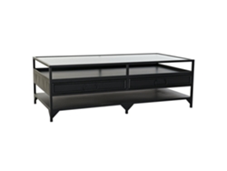 Mesa Centro Metal Cristal Negro 120x60x40cm