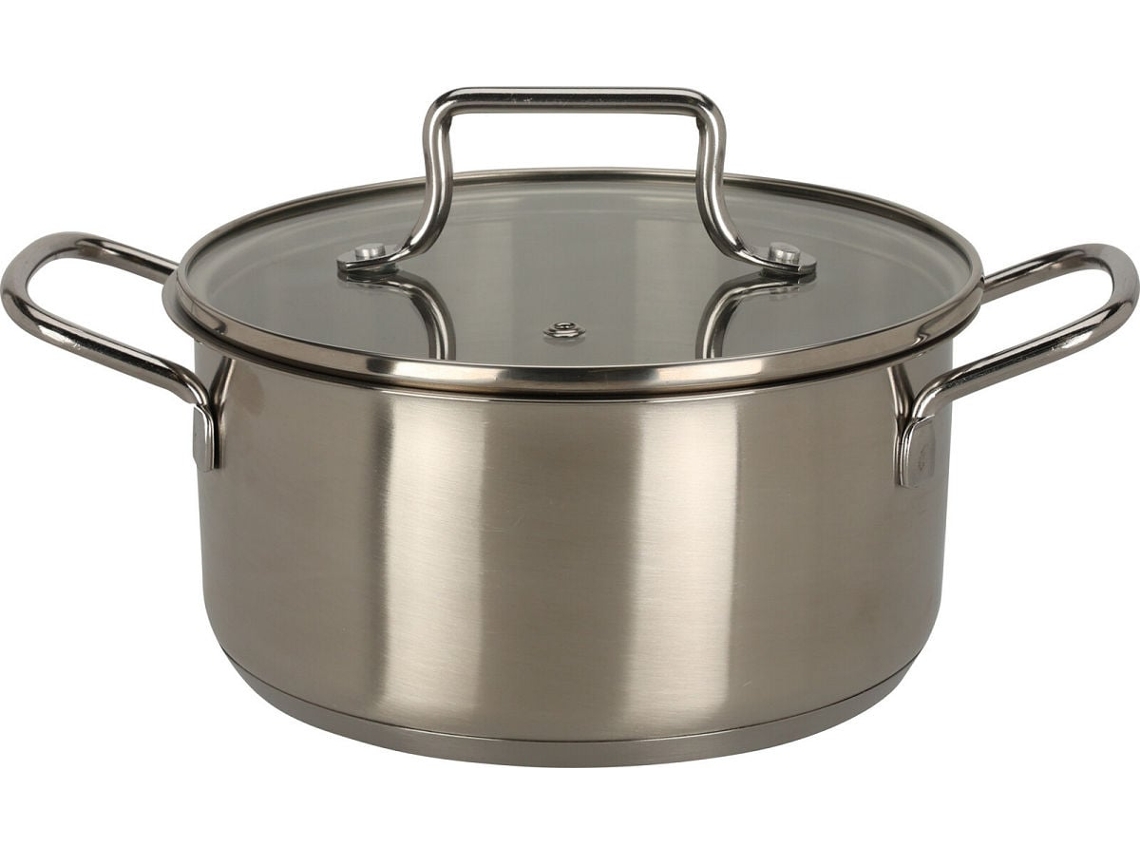 Olla de juguete de acero inoxidable con tapa de cristal, juguete educativo de 18 cm para niños, Koopman