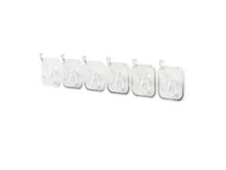 6 ganchos de pared de acrílico, no requieren perforación, duraderos, blancos.