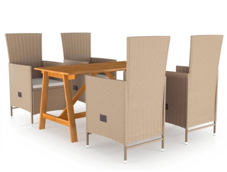 Conjunto 5 de comedor de jardín VIDAXL beige