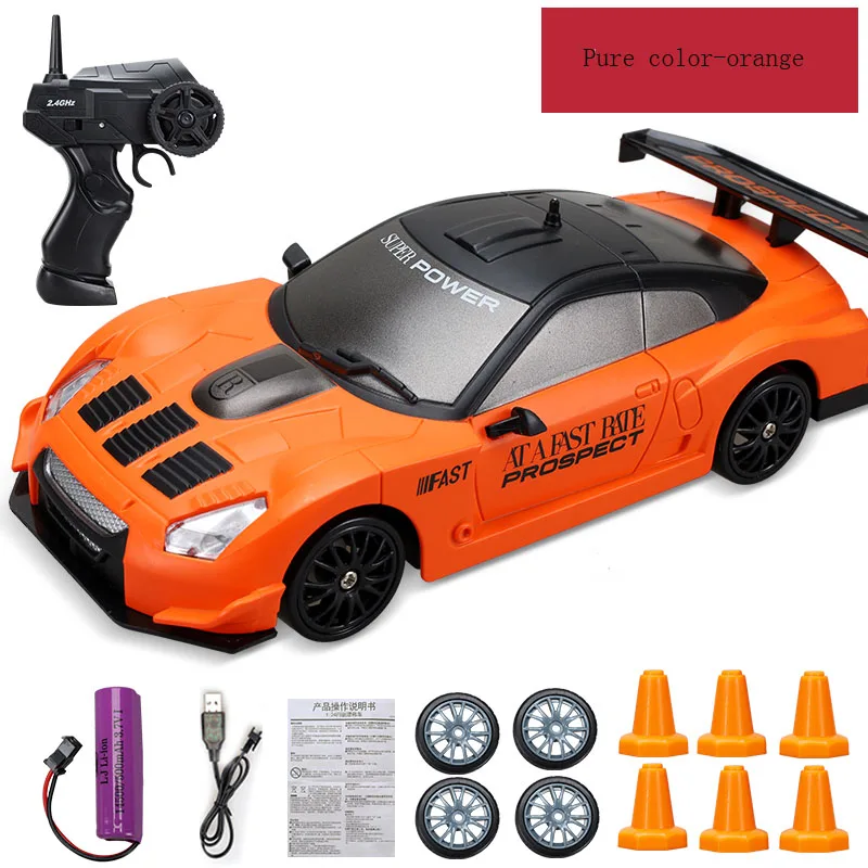 (naranja) Coche De Derrape Con Control Remoto, Tracción En Las Cuatro Ruedas, 2,4 G, Carga De Alta Velocidad, Carreras Dinámicas