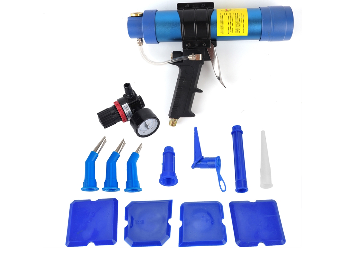 Pistola pneumática para selante de vidro com cartucho de cola ajustável de 310ml.