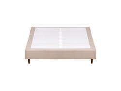 Somier Tapizado BUDWING Levi Beige c/ Patas de Madera (140x190 cm)