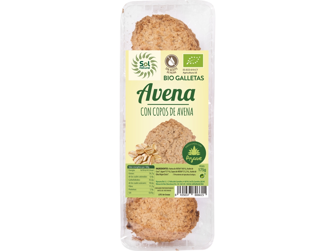 Bolachas SOLNATURAL S De Avena Y Agave Bio (175 Gr - Galletas)