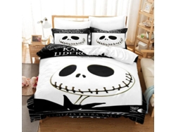 Juego De Funda Nórdica De Halloween, Calabaza, Calavera Negra, Murciélago, Lápida, Sombrero De Bruja, 180*200
