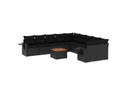 Maison Exclusive - Set De Sofás De Jardín 11 Pzas Y Cojines Ratán Sintético Negro