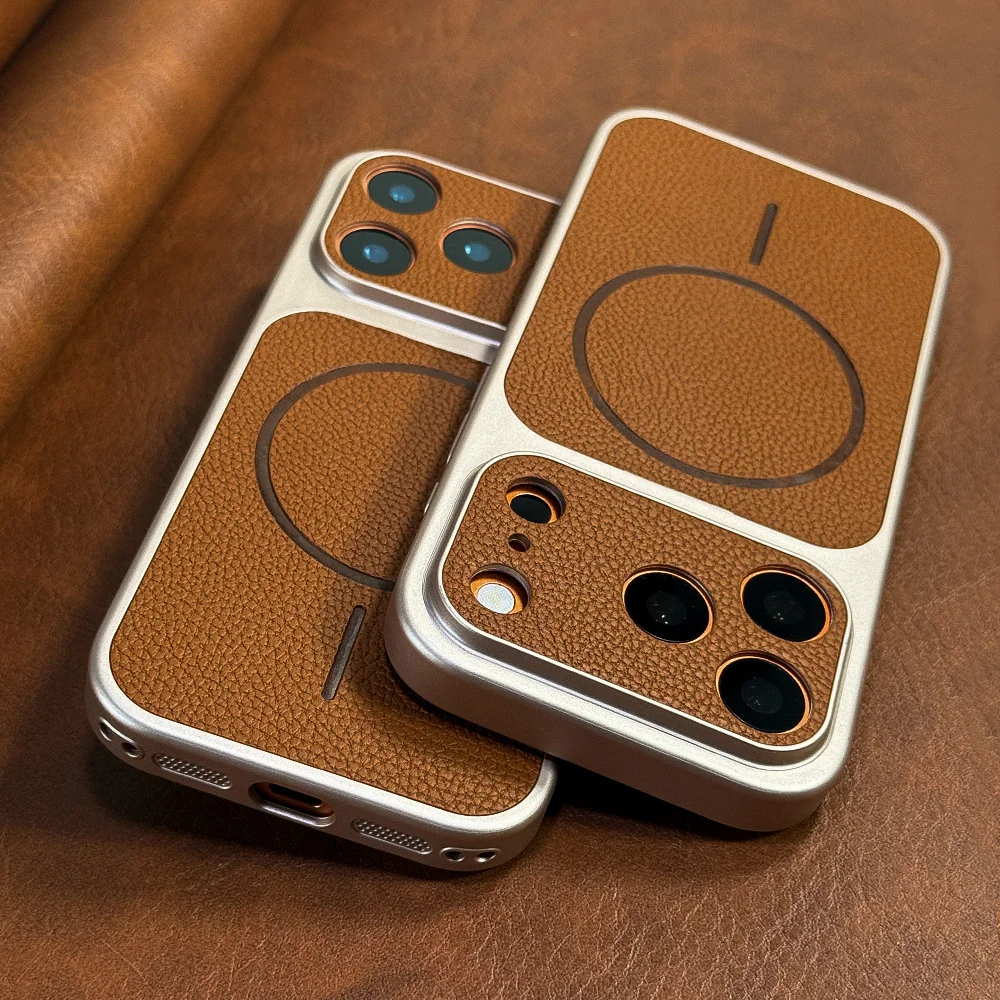 (iphone 12 Marrón) Funda Protectora Magnética Magsafe Con Carga Inalámbrica Y Cubierta Trasera Reforzada