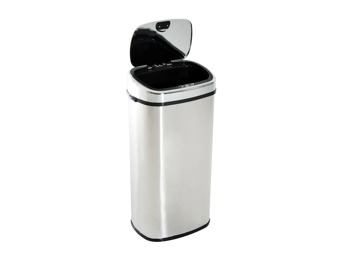 Cubo De Basura De Acero Inoxidable Plateado De 68 Litros Con Sensor Infrarrojo.
