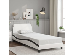 Cama Sin Colchón Cuero Sintético Blanco Negro 90x200 Cm