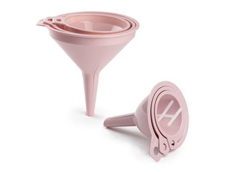 Lote de 6 Embudos de Plástico Encajables. Rosa PLASTIC FORTE