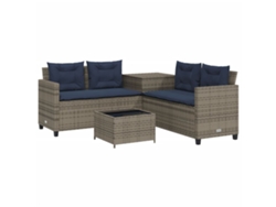 Maison Exclusive - Sofá De Jardín En Forma De L Con Mesa Y Cojines, De Poliratán Gris