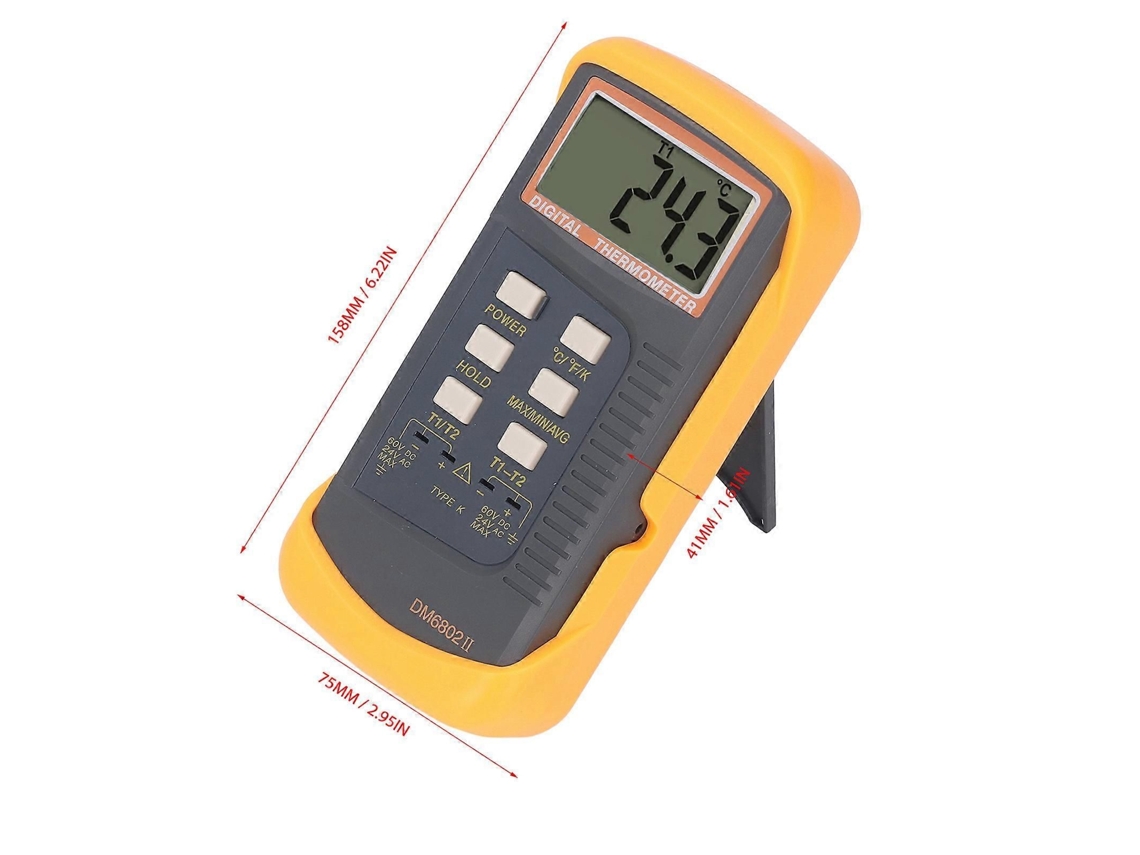 Termómetro digital de contacto de doble canal GOKOCO, tipo K, de 58 a 2498 °F, para medición de temperatura.