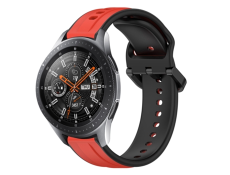 Correa de reloj inteligente para Samsung Galaxy Watch 46 mm 22 mm Bucle convexo de silicona de dos colores (rojo + negro)