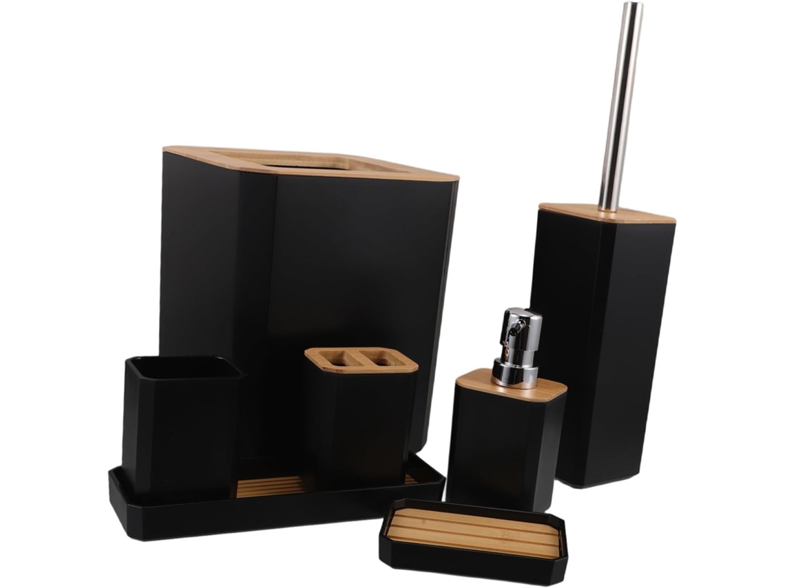Dispensador De Jabón, Portacepillos De Dientes Y Jabonera De Bambú Para Baño.