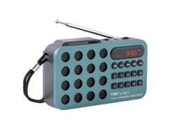 Radio FM portátil recargable Viewleaf con altavoz inalámbrico, carga solar, compatible con USB, tarjeta TF y reproductor de música MP3 integrado.