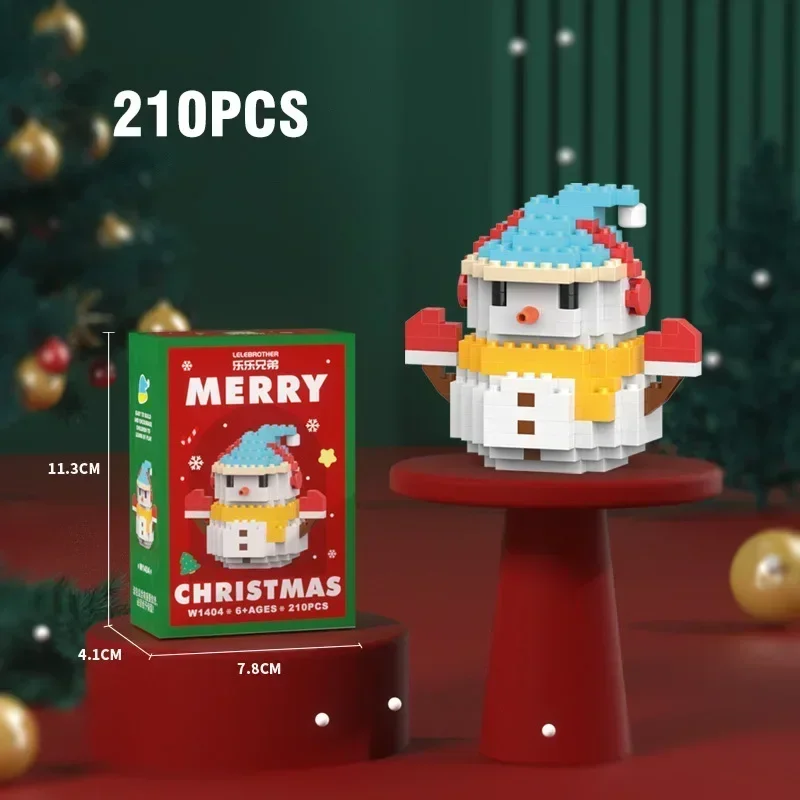Juego de bloques de construcción de Papá Noel y reno, rompecabezas de bloques de construcción, juguete decorativo de mesa, Mdug (muñeco de nieve)
